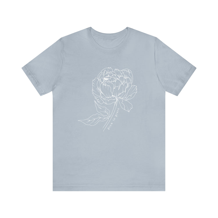Grow In Grace Floral  Large Print - Unisex Jersey Short Sleeve Tee