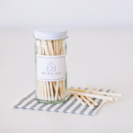 White Tip Matches - Milkglass candle 